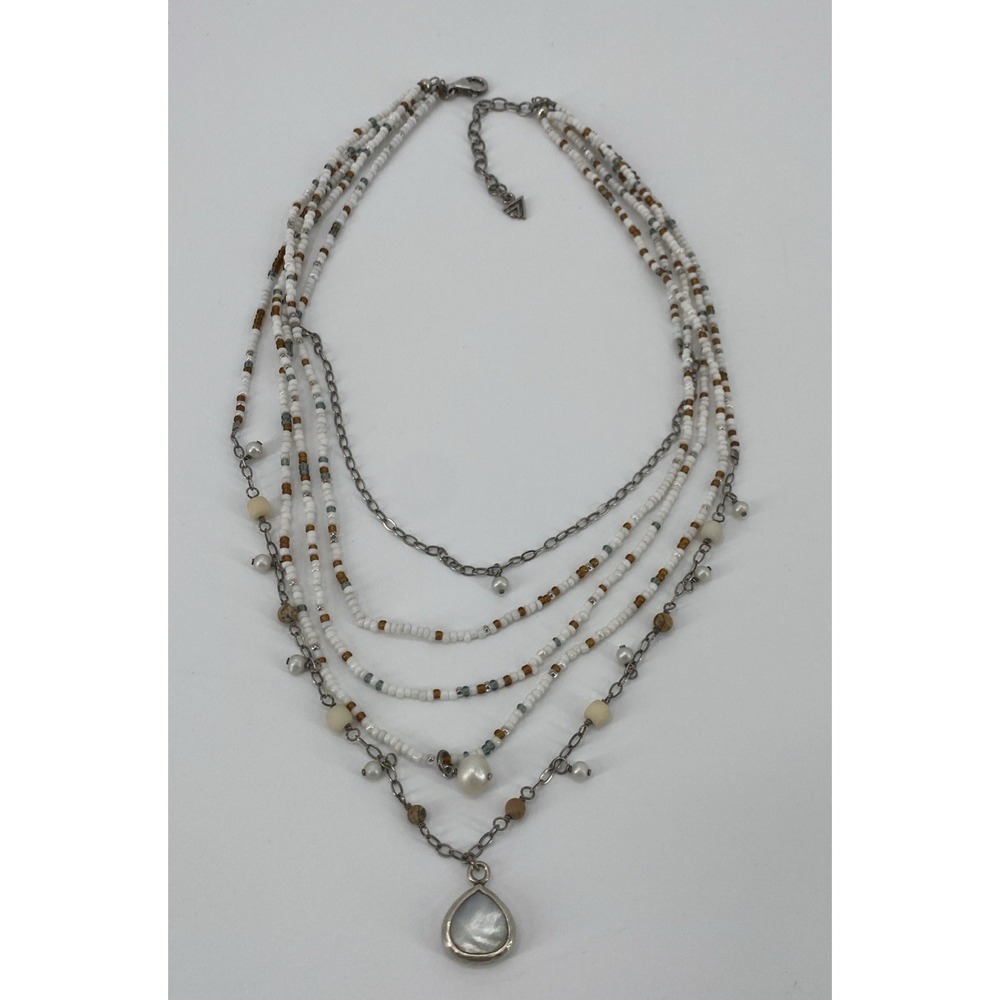 Silpada Multi Strand Necklace N1763 925 Silver Mother of PearlCoral Jasper 16"+ - Picture 5 of 6